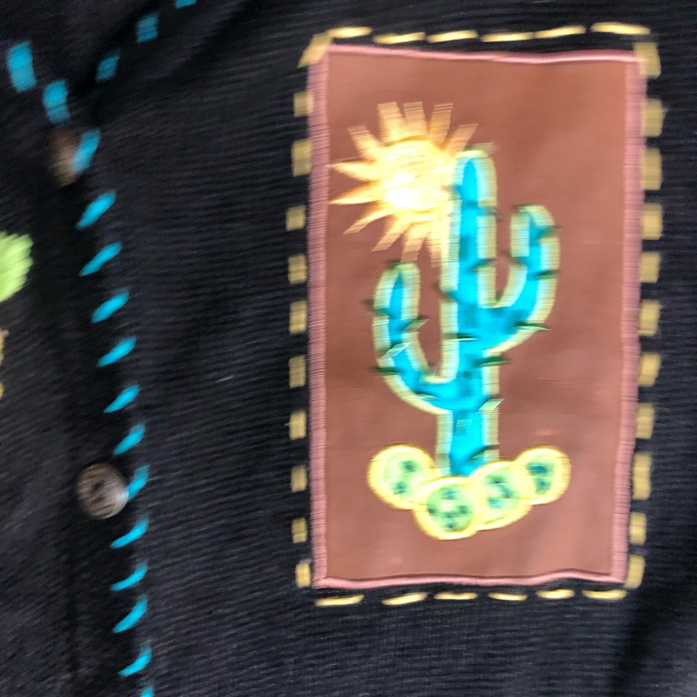 Susan Graver Black V-Neck Sweater with Colorful Embroidery - Picture 12 of 13